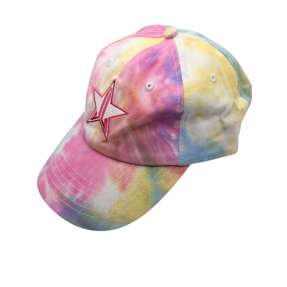 Jeffree Star Cosmetics Tie Dye Star Logo Baseball Cap Hat Pink Blue Yellow NEW - Picture 2 of 4